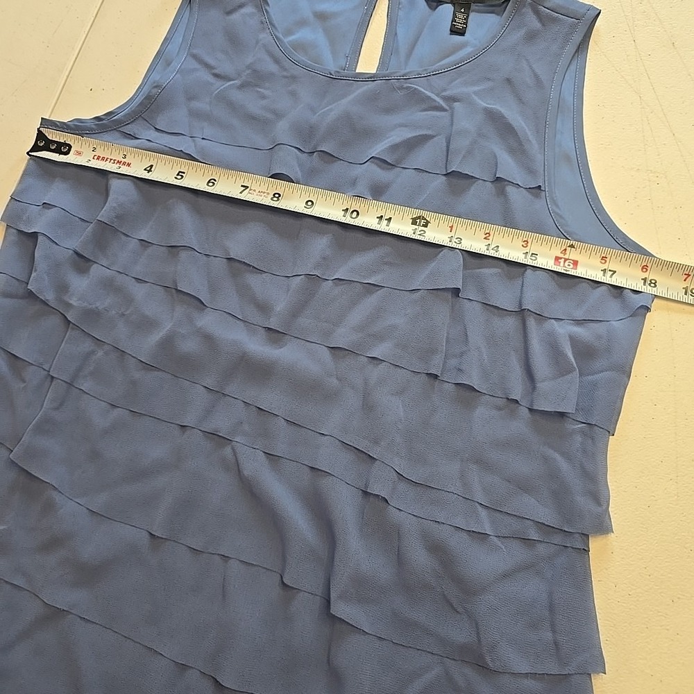 WHITE HOUSE BLACK MARKET Womens Sleeveless Top Size 4 Small Blue Layered Blouse - Picture 4 of 8